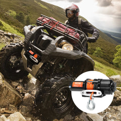 Electric Winch ATV UTV 2041 kg Synthetic Rope Waterproof Remote Control