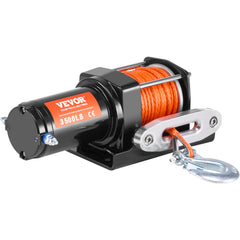 Electric Winch, 1588 kg Line Pull Capacity, 12V DC ATV Winch with Φ0.5 x 1188.7 cm 12 Strands Synthetic Rope Aluminum Fairlead Wired Remote Control, IP55 Waterproof for Towing ATV Boat