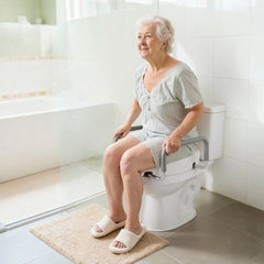 Raised Toilet Seat with Arms, 136.1 kg Load Capacity, 88.9 mm Lift Height, Widened Commode Elevated Toilet Seat Riser with Padded Handles for Seniors, Elderly, Handicap, Disabled, and Adults