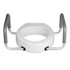 Raised Toilet Seat with Arms, 136.1 kg Load Capacity, 88.9 mm Lift Height, Widened Commode Elevated Toilet Seat Riser with Padded Handles for Seniors, Elderly, Handicap, Disabled, and Adults