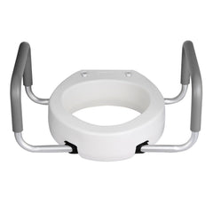 Raised Toilet Seat with Arms, 136.1 kg Load Capacity, 88.9 mm Lift Height, Widened Commode Elevated Toilet Seat Riser with Padded Handles for Seniors, Elderly, Handicap, Disabled, and Adults