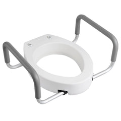 Raised Toilet Seat with Arms, 136.1 kg Load Capacity, 88.9 mm Lift Height, Widened Commode Elevated Toilet Seat Riser with Padded Handles for Seniors, Elderly, Handicap, Disabled, and Adults