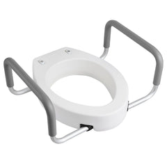 Raised Toilet Seat with Arms, 136.1 kg Load Capacity, 88.9 mm Lift Height, Widened Commode Elevated Toilet Seat Riser with Padded Handles for Seniors, Elderly, Handicap, Disabled, and Adults