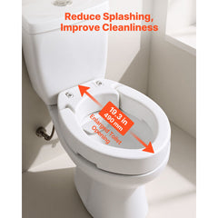 Raised Toilet Seat, 136.1 kg Load Capacity, 88.9 mm Lift Height, Commode Elevated Toilet Seat Riser with Enlarged Opening for Seniors, Elderly, Handicap, Disabled, Adults, Fits Elongated Bowl