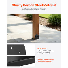 6x6 Post Base 2 Pcs, Inner Size 5.9x5.55 inch / 150x141 mm Post Brackets, Heavy Duty Carbon Steel Decking Posts, Wood Posts Brackets for Pavilion Deck Railing Support Deck Base Plate, Black