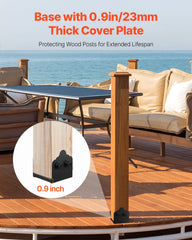 6x6 Post Base 2 Pcs, Inner Size 5.9x5.55 inch / 150x141 mm Post Brackets, Heavy Duty Carbon Steel Decking Posts, Wood Posts Brackets for Pavilion Deck Railing Support Deck Base Plate, Black