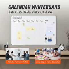 Magnetic Whiteboard Dry Erase Board 36" x 24" Wall Mounted for Office