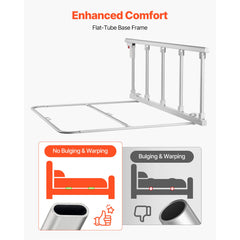Foldable Bed Rail for Elderly, 122 cm Bedside Assist Rail with Fixing Strap, Adjustable Height Pipe Bedside Cane, High-Strength Metal Senior Bed Bar, Hand Guard Grab Fits King, Queen, Full, Twin