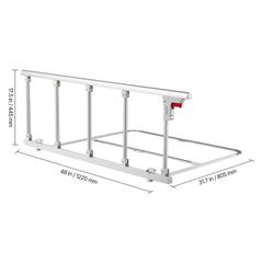 Foldable Bed Rail for Elderly, 122 cm Bedside Assist Rail with Fixing Strap, Adjustable Height Pipe Bedside Cane, High-Strength Metal Senior Bed Bar, Hand Guard Grab Fits King, Queen, Full, Twin
