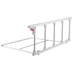 Foldable Bed Rail for Elderly, 122 cm Bedside Assist Rail with Fixing Strap, Adjustable Height Pipe Bedside Cane, High-Strength Metal Senior Bed Bar, Hand Guard Grab Fits King, Queen, Full, Twin