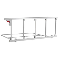 Foldable Bed Rail for Elderly, 122 cm Bedside Assist Rail with Fixing Strap, Adjustable Height Pipe Bedside Cane, High-Strength Metal Senior Bed Bar, Hand Guard Grab Fits King, Queen, Full, Twin