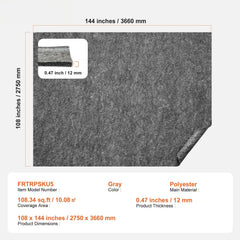 Rug Pad Gripper 9' x 12' Protective Carpet Pad 0.47" Thick for All Floors