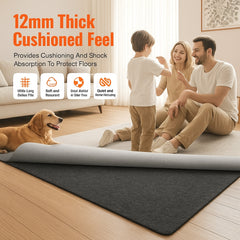 Rug Pad Without Slip Resistance, Protective Cushioning Carpet Pad, 8' x 10', 1/2"Thick, 100% Pure Polyester Felt, 7-8㎡ Premium Comfort Underfoot Carpet Padding Rug Cushion for All Floors, Gray