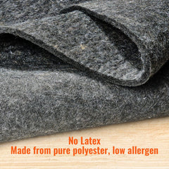 Rug Pad Without Slip Resistance, Protective Cushioning Carpet Pad, 9' x 12', 1/4"Thick, 100% Pure Polyester Felt, 10-11㎡ Premium Comfort Underfoot Carpet Padding Rug Cushion for All Floors, Gray