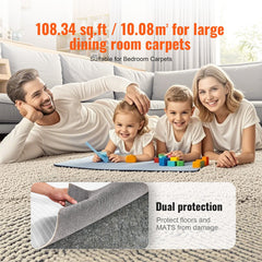 Rug Pad Without Slip Resistance, Protective Cushioning Carpet Pad, 9' x 12', 1/4"Thick, 100% Pure Polyester Felt, 10-11㎡ Premium Comfort Underfoot Carpet Padding Rug Cushion for All Floors, Gray