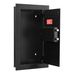 Wall Safe, 3-Tier Hidden Wall Mounted Safe with Password & Key, Q235 Cold-Rolled Steel In-Wall Box with LED Lighting, 2 Adjustable Shelves & 5 Key Holders for Money, Jewelry, Passport, Black