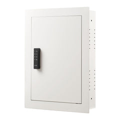 0.83 sq.ft Wall Safe, 3-Tier Hidden Wall Safe with Password, Key & Turning Knob, Q235 Cold-Rolled Steel In-Wall Box with Adjustable Shelves & Mounting Holes for Money, Jewelry, Passport, White