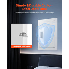 0.83 sq.ft Wall Safe, 3-Tier Hidden Wall Safe with Password, Key & Turning Knob, Q235 Cold-Rolled Steel In-Wall Box with Adjustable Shelves & Mounting Holes for Money, Jewelry, Passport, White
