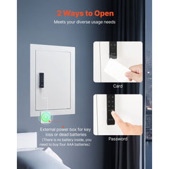 0.83 sq.ft Wall Safe, 3-Tier Hidden Wall Safe with Password, Key & Turning Knob, Q235 Cold-Rolled Steel In-Wall Box with Adjustable Shelves & Mounting Holes for Money, Jewelry, Passport, White