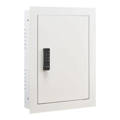0.83 sq.ft Wall Safe, 3-Tier Hidden Wall Safe with Password, Key & Turning Knob, Q235 Cold-Rolled Steel In-Wall Box with Adjustable Shelves & Mounting Holes for Money, Jewelry, Passport, White