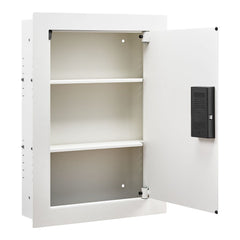 0.83 sq.ft Wall Safe, 3-Tier Hidden Wall Safe with Password, Key & Turning Knob, Q235 Cold-Rolled Steel In-Wall Box with Adjustable Shelves & Mounting Holes for Money, Jewelry, Passport, White