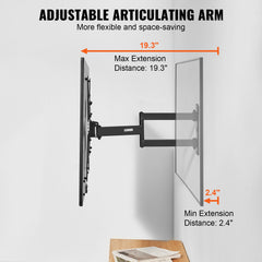 Full Motion TV Mount Fits for Most 26-55 inch TVs, Swivel Tilt Horizontal Adjustment TV Wall Mount Bracket with Articulating Arm, Max VESA 400x400mm , Holds up to 99 lbs