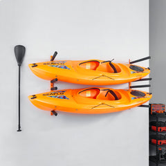 Wall Kayak Storage Rack, 4-Capacity Wall Mounted Kayak Holders for Kayak Canoe Paddle Board, Kayak Storage Hooks with Adjustable Padded Arms, 181.6 KG Load Kayak Hanger for Indoor Outdoor Garage