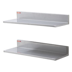 8.6" x 24" Stainless Steel Shelf, Wall Mounted Floating Shelving with Backsplash, 44 lbs Load Capacity Commercial Shelves, Heavy Duty Storage Rack for Restaurant, Kitchen, Bar, Home, and Hotel (2 Packs)