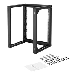 12U Wall Mount Server Rack, 68.04 kg Max Load Capacity, Open Frame Network Rack with 180 Degrees Gate Swing Door, Carbon Steel, Ideal for IT Network Equipment & AV Devices Computer Server, Black