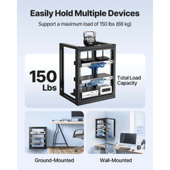 12U Wall Mount Server Rack, 68.04 kg Max Load Capacity, Open Frame Network Rack with 180 Degrees Gate Swing Door, Carbon Steel, Ideal for IT Network Equipment & AV Devices Computer Server, Black