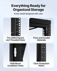 12U Wall Mount Server Rack, 68.04 kg Max Load Capacity, Open Frame Network Rack with 180 Degrees Gate Swing Door, Carbon Steel, Ideal for IT Network Equipment & AV Devices Computer Server, Black