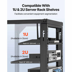 12U Wall Mount Server Rack, 68.04 kg Max Load Capacity, Open Frame Network Rack with 180 Degrees Gate Swing Door, Carbon Steel, Ideal for IT Network Equipment & AV Devices Computer Server, Black