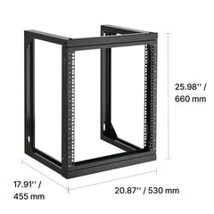 12U Wall Mount Server Rack, 68.04 kg Max Load Capacity, Open Frame Network Rack with 180 Degrees Gate Swing Door, Carbon Steel, Ideal for IT Network Equipment & AV Devices Computer Server, Black