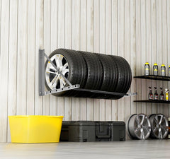 Wall Mounted Folding Tire Rack, 32" - 48" Adjustable Tire Rack, Q235 Heavy-Duty Steel Tire Storage Rack for R14-R20 inch Standard Tires, Max 300lbs Load Capacity for Garage Workshop Repair Shop