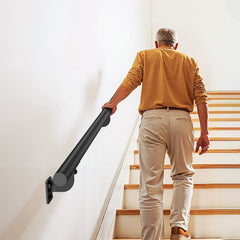 Wall Mounted Stair Handrail, 3665mm Pipe Staircase Handrail, Black Galvanized Aluminum, 32mm Pipe Diameter, Indoor&Outdoor Staircase Railing, Industrial Hand Rail for Steps, Security Baluster