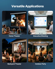 Manual Projector Screen, 1829 mm 4:3 4K 1080 HD Retractable Pull Down Projector Screen, Wall Mounted Movie Projection with Pull Rope, Portable Display Projectoin for Family Home Office Theater