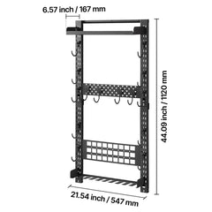 Gun Rack Wall Mount, Heavy Duty Steel, Indoor Rifle Shotgun Rack with Magazine Holder, MOLLE Panel, Gun Accessories Display Storage Holder, Hold Up to 5 Rifles or Shotguns, for Tactical Gear