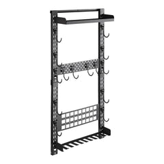 Gun Rack Wall Mount, Heavy Duty Steel, Indoor Rifle Shotgun Rack with Magazine Holder, MOLLE Panel, Gun Accessories Display Storage Holder, Hold Up to 5 Rifles or Shotguns, for Tactical Gear
