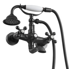 Clawfoot Tub Faucet, Wall Mount Bathtub Faucets with Handheld Shower, Vintage Oil-Rubbed Bronze Clawfoot Tub Filler Faucet Shower Kit with Adjustable Swing Arms & 360° Rotation Spout for Bathtubs