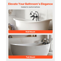 Clawfoot Tub Faucet, Wall Mount Bathtub Faucets with Handheld Shower, Vintage Oil-Rubbed Bronze Clawfoot Tub Filler Faucet Shower Kit with Adjustable Swing Arms & 360° Rotation Spout for Bathtubs