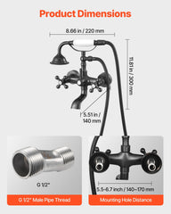 Clawfoot Tub Faucet, Wall Mount Bathtub Faucets with Handheld Shower, Vintage Oil-Rubbed Bronze Clawfoot Tub Filler Faucet Shower Kit with Adjustable Swing Arms & 360° Rotation Spout for Bathtubs