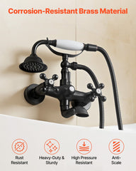 Clawfoot Tub Faucet, Wall Mount Bathtub Faucets with Handheld Shower, Vintage Oil-Rubbed Bronze Clawfoot Tub Filler Faucet Shower Kit with Adjustable Swing Arms & 360° Rotation Spout for Bathtubs