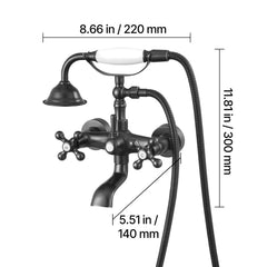 Clawfoot Tub Faucet, Wall Mount Bathtub Faucets with Handheld Shower, Vintage Oil-Rubbed Bronze Clawfoot Tub Filler Faucet Shower Kit with Adjustable Swing Arms & 360° Rotation Spout for Bathtubs