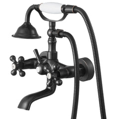 Clawfoot Tub Faucet, Wall Mount Bathtub Faucets with Handheld Shower, Vintage Oil-Rubbed Bronze Clawfoot Tub Filler Faucet Shower Kit with Adjustable Swing Arms & 360° Rotation Spout for Bathtubs