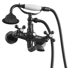 Clawfoot Tub Faucet, Wall Mount Bathtub Faucets with Handheld Shower, Vintage Oil-Rubbed Bronze Clawfoot Tub Filler Faucet Shower Kit with Adjustable Swing Arms & 360° Rotation Spout for Bathtubs
