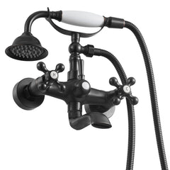 Clawfoot Tub Faucet, Wall Mount Bathtub Faucets with Handheld Shower, Vintage Oil-Rubbed Bronze Clawfoot Tub Filler Faucet Shower Kit with Adjustable Swing Arms & 360° Rotation Spout for Bathtubs