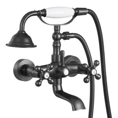 Clawfoot Tub Faucet, Wall Mount Bathtub Faucets with Handheld Shower, Vintage Oil-Rubbed Bronze Clawfoot Tub Filler Faucet Shower Kit with Adjustable Swing Arms & 360° Rotation Spout for Bathtubs