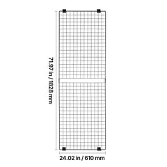 3 Packs Grid Wall Panels, 610 x 1828 mm Wire Grid Panels Display Rack, Wall-Mounted Art Display Shelf, Black Carbon Steel Wall Hanging Gridwall for Craft Show, Decoration, Storage, Notice Board