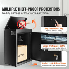 Package Delivery Boxes for Outside 15.4" x 10.6" x 20.5" with Coded Lock