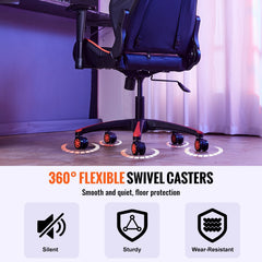Office Chair Base Replacement, 710 mm, 1134 kg Static Load, Heavy Duty Universal Computer Desk Chair Stool Base Part with 5 Casters and Reinforced Legs, Desk Chair Base Replacement, Black + Red